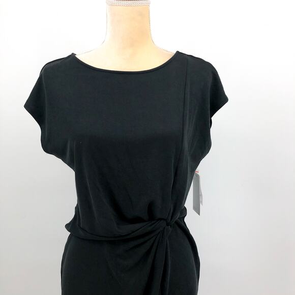 NORDSTROM RACK Side Knot Midi Dress Small Black Modal Blend Cap Sleeve NWT - Picture 4 of 8